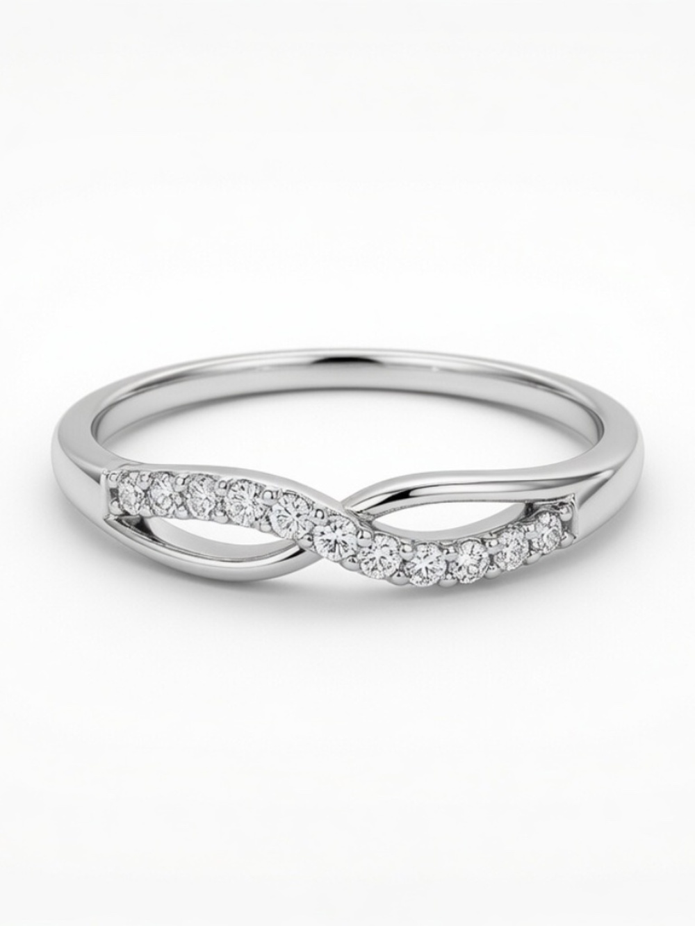 Sterling Silver CZ Infinity Twist Ring – Size 8.5